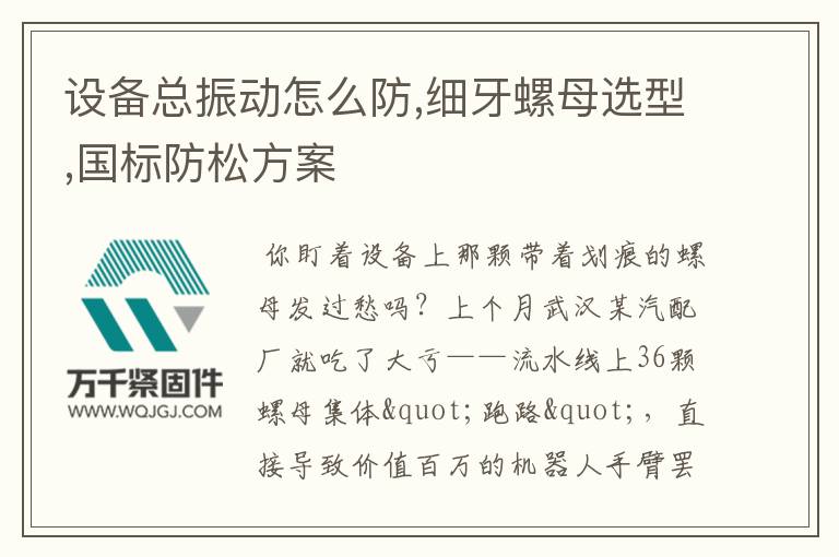 設備總振動怎么防,細牙螺母選型,國標防松方案