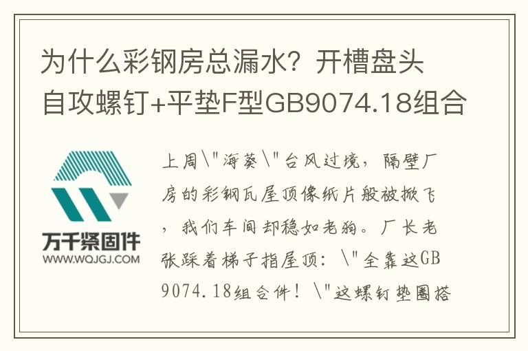 為什么彩鋼房總漏水？開槽盤頭自攻螺釘+平墊F型GB9074.18組合省30%維修費