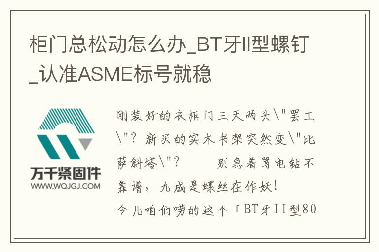柜門總松動(dòng)怎么辦_BT牙II型螺釘_認(rèn)準(zhǔn)ASME標(biāo)號(hào)就穩(wěn)