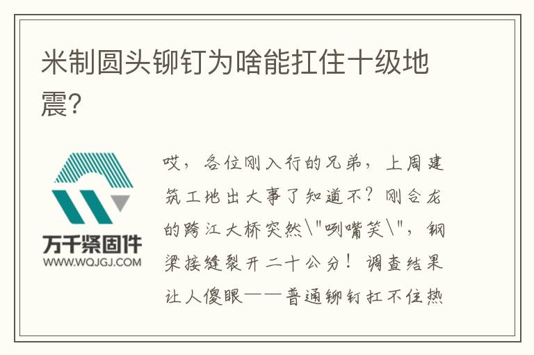 米制圓頭鉚釘為啥能扛住十級(jí)地震？