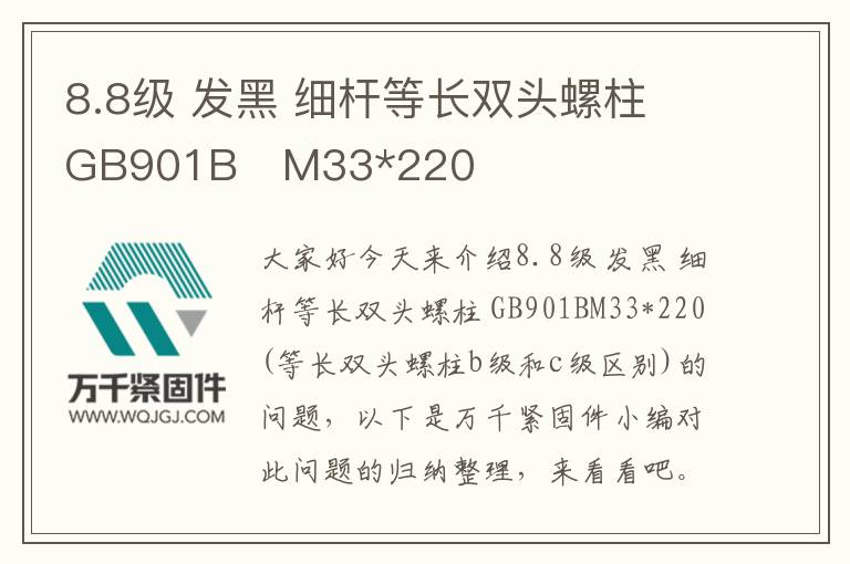 8.8級 發黑 細桿等長雙頭螺柱 GB901B	M33*220